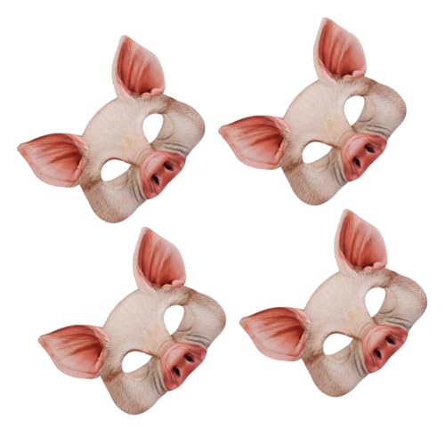 BESPORTBLE 4 Piezas Máscara Rostro Cerdo para Carnaval Halloween Fiesta Cosplay Ligera y Transpirable de EVA para Disfraz Animal y Accesorios Divertidos