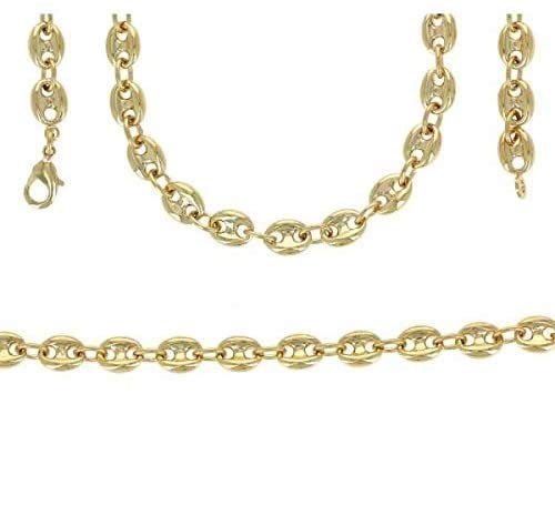 Bijouxia Chaîne Grain de Café Bombés 50 cm x 6 mm En Plaqué Or 18 carats MIXTE
