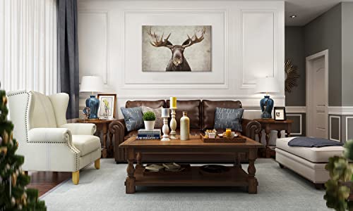 Seven Wall Arts Moose Pictures Wall Decor Elmer Moose Canvas Wall Art Modern Rustic Wildlife Elk Deer With Big Horn Print Vintage Framed Artwork For Living Room Bedroom Cabin 36 X 24 Inch #TOP3
