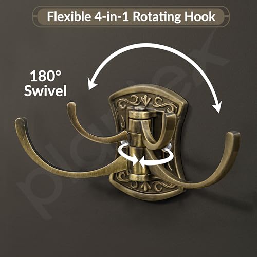 Image of Plantex Zinc Robe Hook for Bathroom /Clothes Hanger for Wall /Kitchen Cloth Hanger /Bathroom Accessories - (Brass Antique)