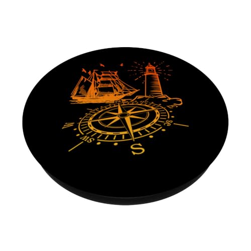 Foto von Maritim Kompass Segelschiff Norden Leuchtturm PopSockets Klebender PopGrip