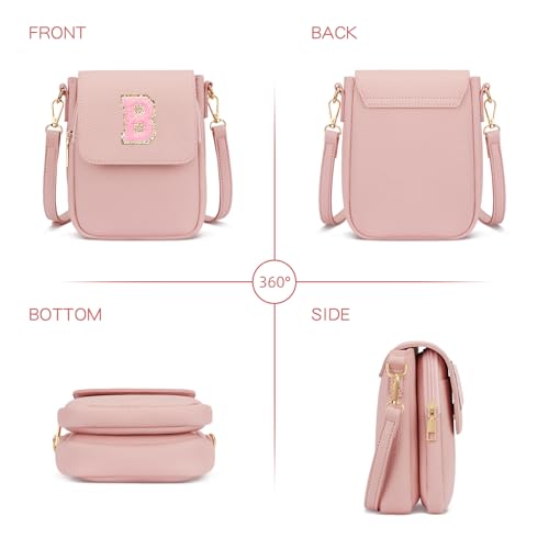 Image of Gift for Girls Small Initial Crossbody Bag for Teens Vegan Leather Cell Phone Kids Purse