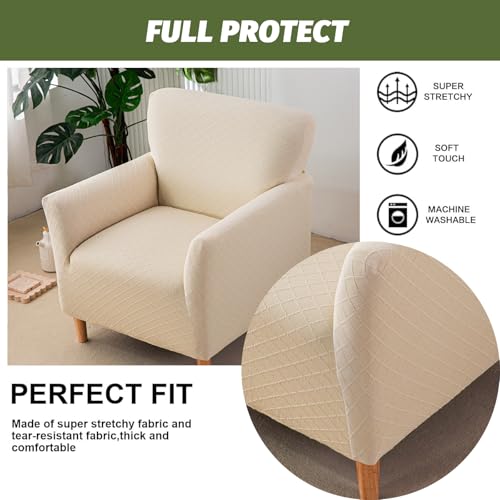 FUANGUI Banquet Armchair Slipcover Chair Covers with Arms Stretch Club Chair Slipcover Soft Armchair Sofa Covers Anti-Slip Furniture Protector for Dogs Pets Home Living Room Decor - Image 4