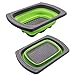 CCUCKY Colador Plegable para Fregadero de Cocina,3.8L Gran Capacidad con Mangos Extensibles,Cesta de Colador, Ahorro de Espacio,Drenaje Rápido,Se Adapta a la Mayoría de los Fregaderos-Verde