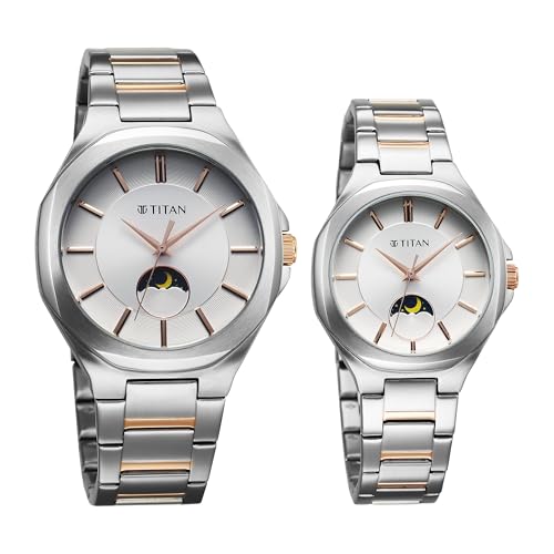 Image of Titan Modern Bandhan Quartz Analog Silver Dial Pair Watches
