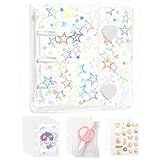 GOKEI シール帳 プラバン ミニ バインダー 透明 A8サイズ【バインダー本体 リフィル×20枚 チャック付きボケット×2枚 下敷き×2枚】PPシート カードポケット 女の子 ハート-キラキラ