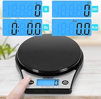 Duronic Digital Kitchen Scales KS6000 BK/SS Electronic Kitchen Scale with Bowl Measuring Weighing Scale Baking Scale for Cooking Baking Postal Pet Food Measurement Baker Weight Scale, Tare LCD Display