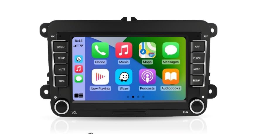 Autoradio avec écran Tactile 7 Pouces pour Volkswagen Seat Golf Passat Jetta Beetle Tiguan Touran EOS Skoda Seat Double Din Radio Bluetooth avec CarPlay sans...