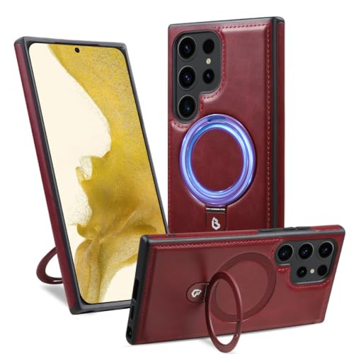 Coque Samsung S22 Plus en cuir rouge idéale pour visionner vos vidéos les mains libres