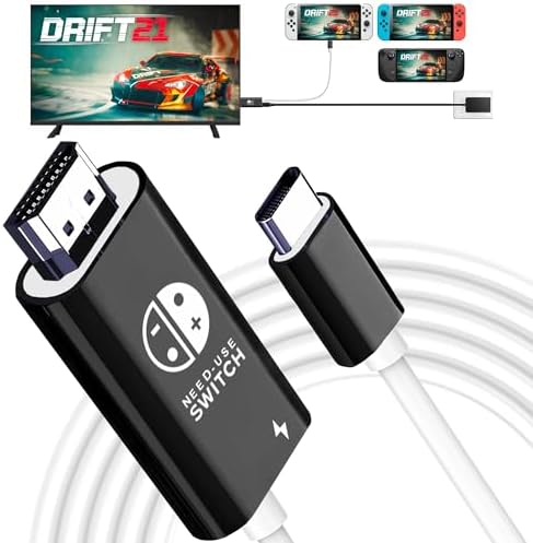 Portable USB C to HDMI Cable Compatible with Nintendo Switch, Steam Deck, Legion Go, MSI Claw, ROG Alloy, Docking Station for TV 4K@30HZ, Nintendo Switch Adapter Accessories with PD Charge