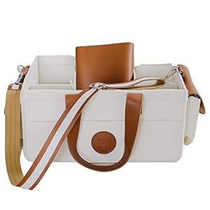 Baby Diaper Caddy Organizer with Changing Mat, Top Baby Shower Basket, Customizable Inserts, Portable Diaper Changing Station, Felt with Faux Leather Handles & Extra Pockets for Mothers