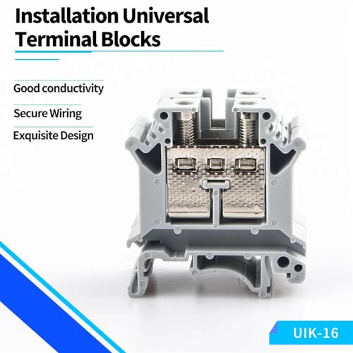 Bloques de terminales UIK-16 para carril Din con conexión de tornillo azul en pack de 10 unidades 7