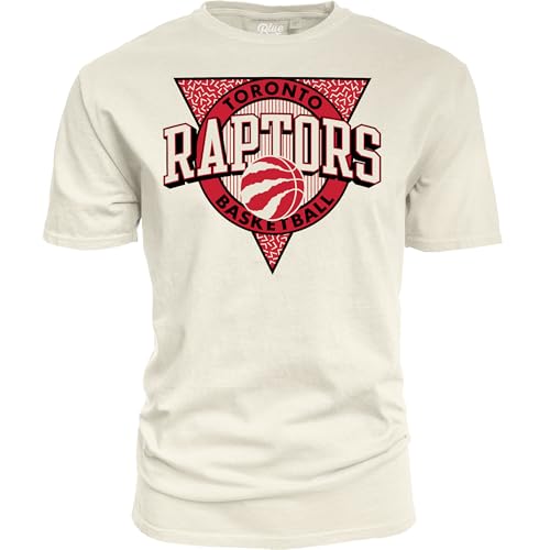 Toronto Raptors NBA Officially Licensed T-Shirt Ringspun Triblock Ivory, Large