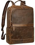 BOSTANTEN Mens Laptop Backpack Genuine Leather 15.6 inch Computer Bag Business Work Travel Daypack Vintage Large Shoulder Bag