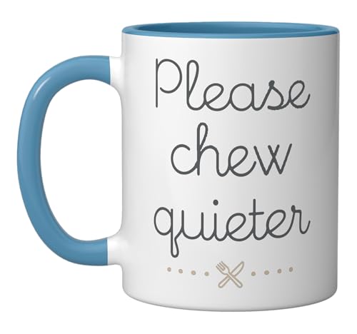 Taza cerámica azul/blanca 11 oz con diseño gracioso miniatura 1