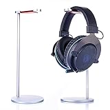 TechVibe Headphone Stand, Desktop Aluminum Headphone Holder For Bose, Beats, Sony, Sennheiser, Philips, Skull Candy, Plantronics, JVC, Gaming, DJ, Universal Headphone Compatibility - Silver