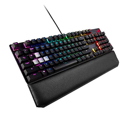 Asus ROG Strix Scope Deluxe Tastiera Meccanica Gaming RGB Aura Sync, Multimediale, ideale per giochi FPS, Switch Cherry MX RED, Poggiapolsi magnetico. [Layout Italiano]