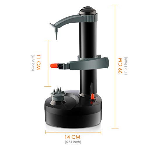 Topchances Multifunctional Automatic Electric Potato Peeler Automatic Rotating Fruits Vegetables Cutter Kitchen Peeling Tool For Fruit Vegetables Battery Powered (Black) #TOP3