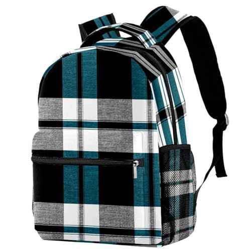 Sac à dos écossais noir et bleu pour cours et sorties ado