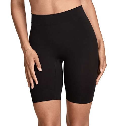 Jockey Women's Shapewear Skimmies Seamfree Ultralight Smoothing Mid-Thigh Slipshort, Black, XL