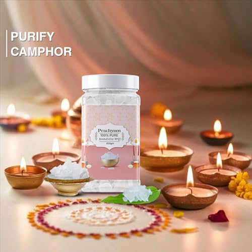Image of Bhimseni Camphor 450g Jar - Pure Camphor Tablets for Pooja, Aarti, Aromatherapy | Organic Kapoor, Mosquito Repellent, Home Purify