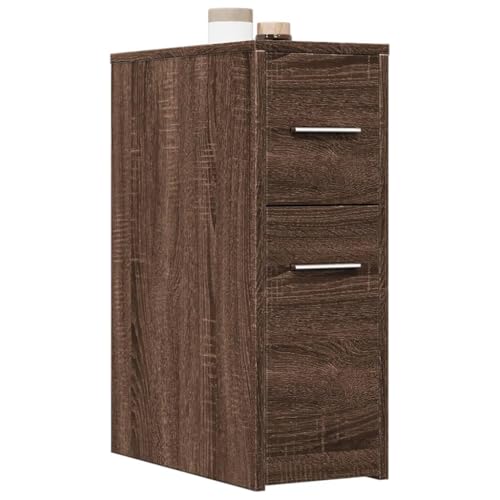 NQJIBUE Home Garden - Armario de baño estrecho con ruedas, madera de roble marrón