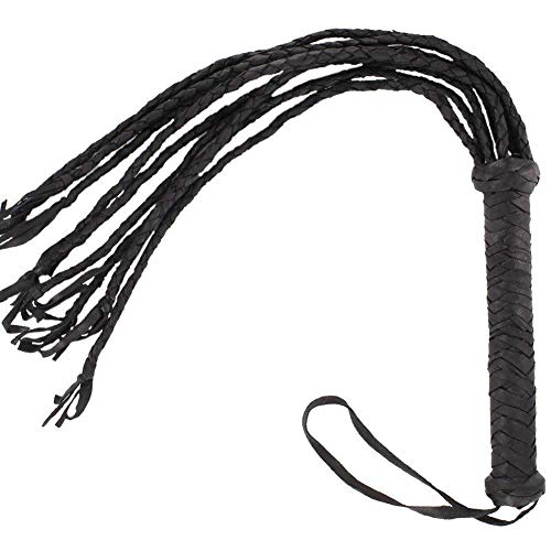 Real River Supply Cat O Nine Tails Black Braided Leather Scourge Whip
