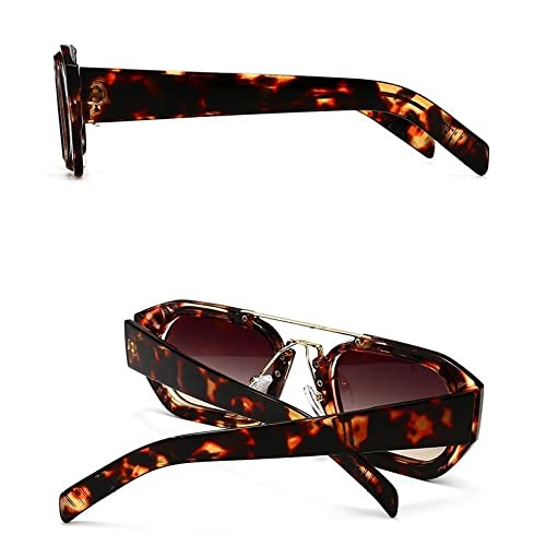 Lunettes de soleil polygone contre l'éblouissement monture léopard rétro
