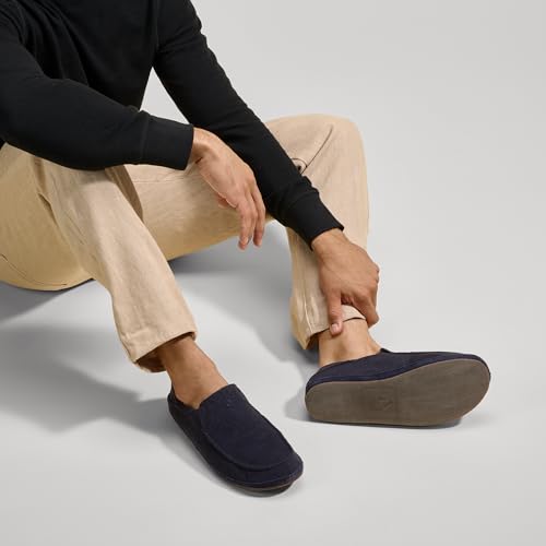 Image of OluKai Moloa Hulu Men's Wool-Blend Slippers, Soft & Heathered Knit Slip On Shoes, Suede Leather Foxing, Drop-In Heel Design