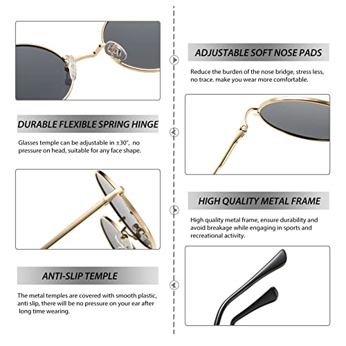 NULOOQ Retro Round Polarized Sunglasses for Women Men Small Metal Frame Circle Hippie Glasses4