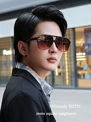 Image of FEISEDY Vintage Retro 70s Plastic Aviator Sunglasses Women Men Classic Large Squared Frame B2751