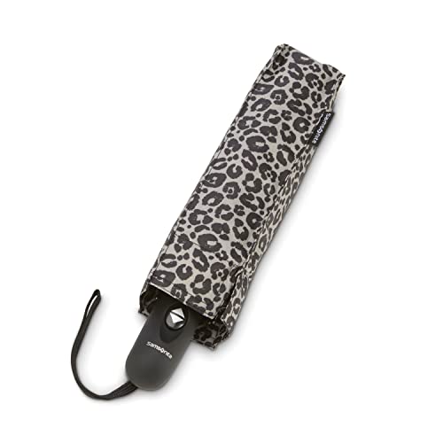 Samsonite Compact Auto Open/Close Umbrella, Grey/Black Cheetah, One size, Modern