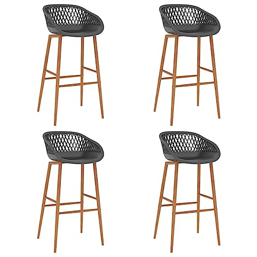Sillas de mesa y taburetes de bar, 4 piezas, color gris