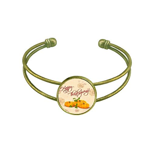 Feliz dAa de AcciAn de Gracias con calabaza patron Pulsera Brazalete Retro Joyas De PuAo Abierto