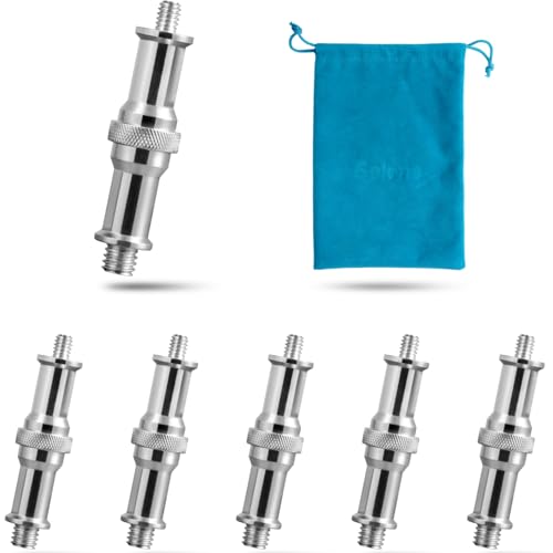 Selens 6 Pcs Standard 1/4 '' to 3/8 '' Metal Male Convertor Threaded Screw Adapter Spigot Stud for Studio Light Stand,Hotshoe/Coldshoe Adapter,Super Clamp and Flash Holder