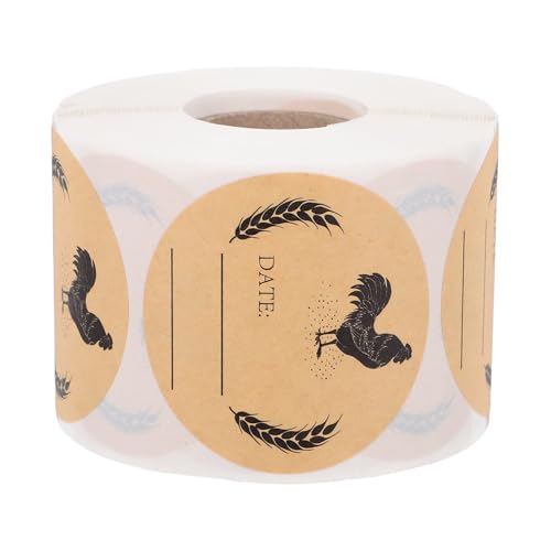 jojofuny Etiquetas Redondas Autoadhesivas de Papel Kraft para de Huevos Frescos Resistentes y Duraderas Ideales para Granjas y Envases de Conservas