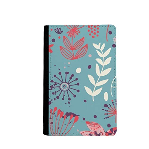 Étui portefeuille passeport feuilles bleues 3.7x5.8" voyage