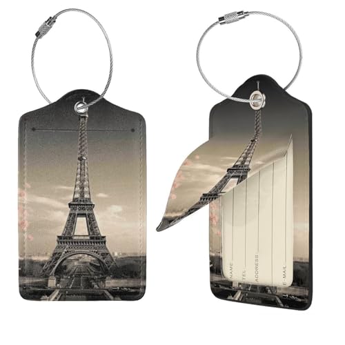 Étiquette bagage Paris Tower en cuir élégant pour valise sécurisée