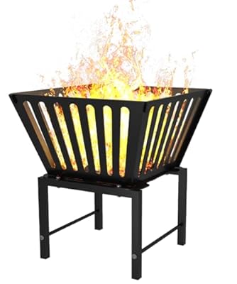 Mondazie 17 Inch Outdoor Fire Pit for Camping, Heavy Duty Portable Wood Burning Firepits Stove with Storage Bag for Outside Patio, Heating, Picnic, Campfire and BBQ, Trapezoid Vertical Hollow, Black