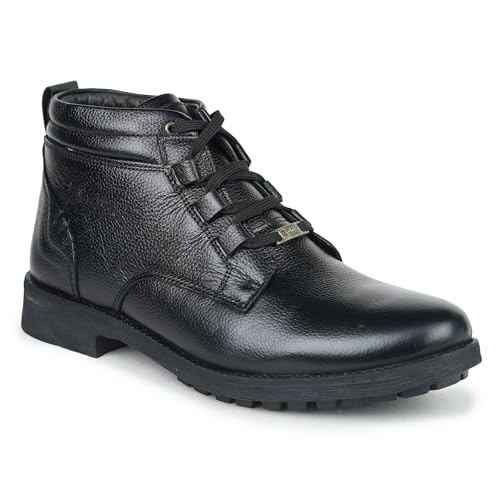 Image of Zoom Shoes A-4691 Men's Genuine Leather High Ankle Boots | Stylish Lace-Up Design | Cushioned Insole for Comfort | Durable & Trendy for Everyday Wear