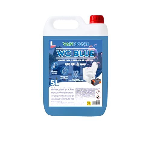 Limpieza, almacenamiento y cuidado | Vanfresh Wc Blue Líquido Para Depósito De Wc Químico 5l Aroma Fresco, Limpieza Y Control De Olores Para Inodoros Portátiles, Autocaravanas Y Camping