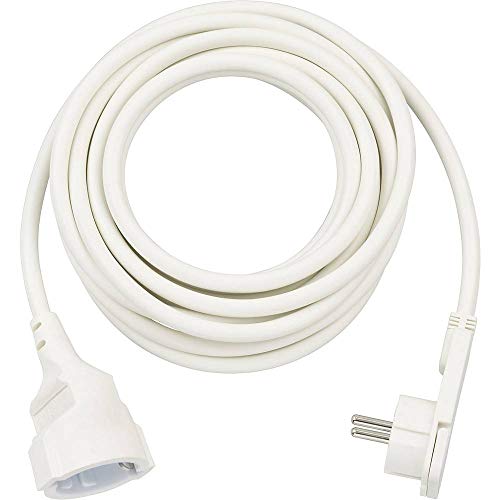 Brennenstuhl Cable alargador de 5 m con Enchufe Plano (alargador eléctrico, Enchufe Plano, para Interiores) Blanco