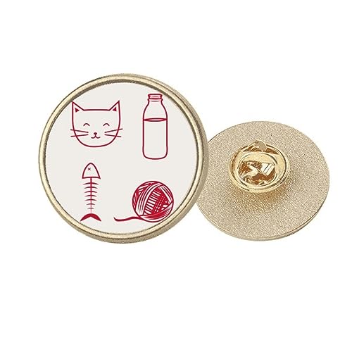 Broche chat et pelote de laine en métal doré taille M pour vêtement