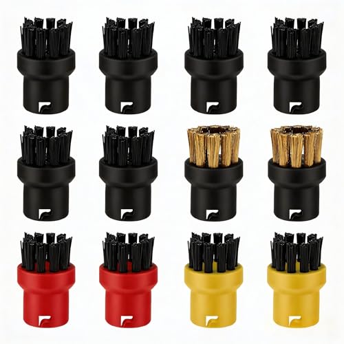 Image of 12 Pcs Steam Cleaner Nozzle Bristle for Karcher Steam Cleaner Accessories, Nylon Brass Round Brush Heads Replacement, Compatible with SC1/SC2/SC3/SC4/SC5/SC6/CTK10/CTK20 Series