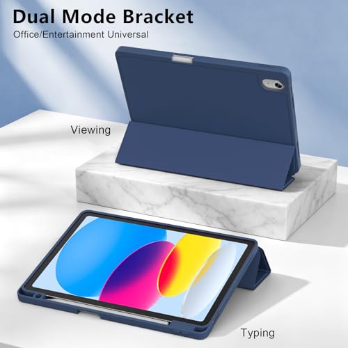 Image of RAYMCRAFT for iPad (A16) 11th Generation Case 11 Inch 2025, for iPad 10th Generation Case 10.9 Inch 2022, Slim Stand Protective Cover with Pencil Holder, Steel Blue