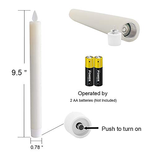 Image of Eldnacele Flameless Taper Candles with Remote Timer, Moving Wick LED Window Candles Battery Operated Real Wax Candlesticks for Christmas Dinner Party Home Decoration 4 Pack(Ivory)