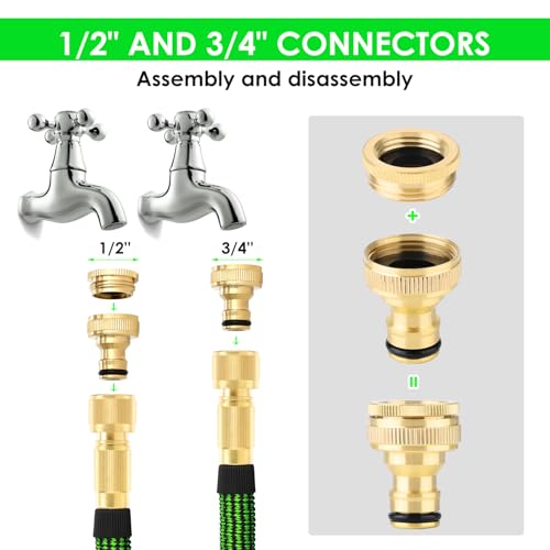 KETTOYA 100FT Expandable Garden Hose, Hose Pipe with 10-Pattern Spray Nozzle, 2-in-1 Valve Quick Connector, Flexible Heavy Duty Water Hose, Durable 3750D, 4-Layer Latex Core, Leak-Proof, Kink-Free - Image 4