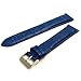 Produktbild XXL Farbige Uhrenarmband Croc genarbtem Leder gepolstert 18 mm blau mit Chrom (Silber Farbe) Schnalle C005
