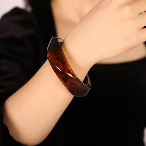 Image of JWICOS Resin Bangle Bracelet for Women Acrylic Cute Chunky Bracelet for Women Exaggerated Irregular Acrylic Resin Wristband Bracelet Bangle