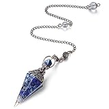 MAIBAOTA Pendulum Crystal, Natural Lapis Lazuli Crystal Pendulums for Dowsing, Spiritual Pointed Crystals for Witchcraft Supplies, Divination Tools